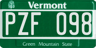 VT license plate PZF098