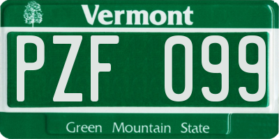 VT license plate PZF099