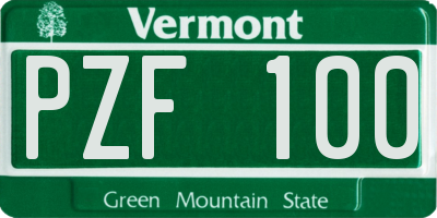 VT license plate PZF100