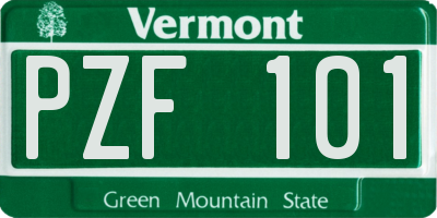 VT license plate PZF101