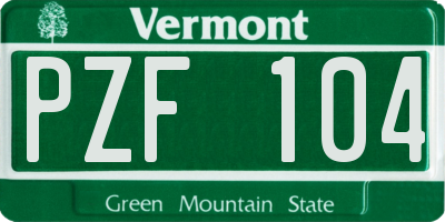 VT license plate PZF104
