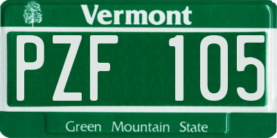 VT license plate PZF105