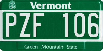 VT license plate PZF106