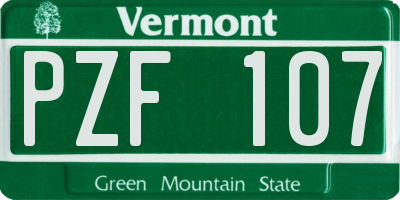 VT license plate PZF107