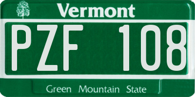 VT license plate PZF108