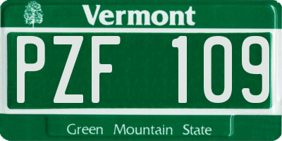 VT license plate PZF109