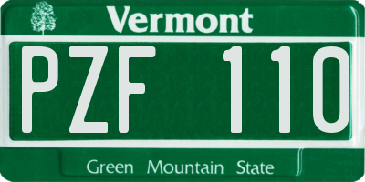 VT license plate PZF110