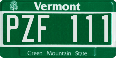 VT license plate PZF111