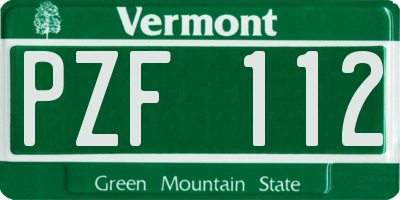 VT license plate PZF112
