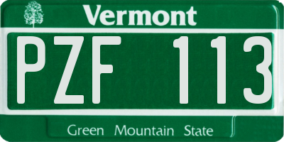 VT license plate PZF113
