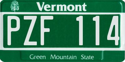 VT license plate PZF114