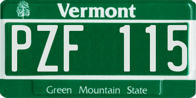 VT license plate PZF115