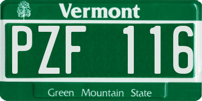 VT license plate PZF116