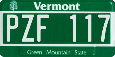 VT license plate PZF117