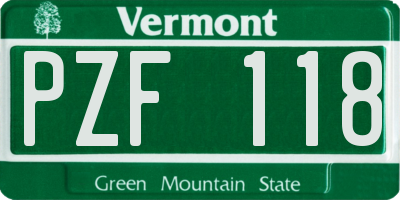VT license plate PZF118