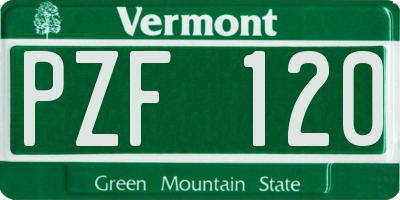 VT license plate PZF120