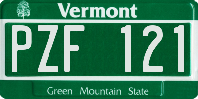 VT license plate PZF121