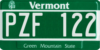 VT license plate PZF122