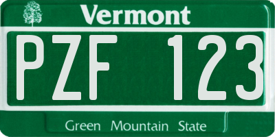 VT license plate PZF123