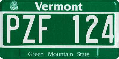 VT license plate PZF124