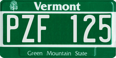 VT license plate PZF125