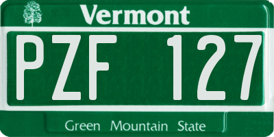 VT license plate PZF127