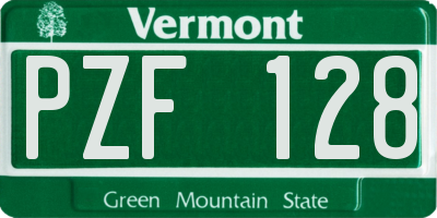 VT license plate PZF128