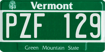 VT license plate PZF129
