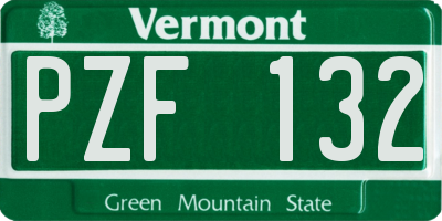 VT license plate PZF132