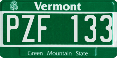 VT license plate PZF133