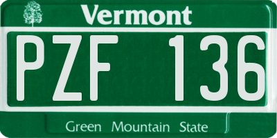 VT license plate PZF136