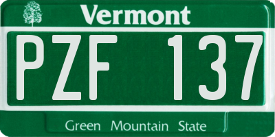 VT license plate PZF137