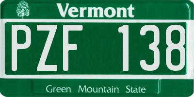 VT license plate PZF138