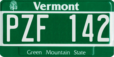 VT license plate PZF142