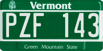 VT license plate PZF143