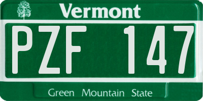 VT license plate PZF147