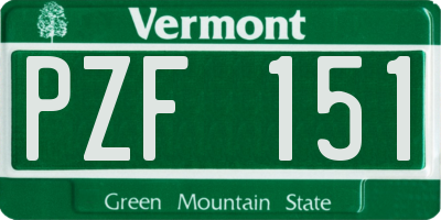 VT license plate PZF151