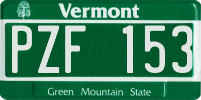 VT license plate PZF153