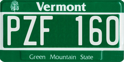 VT license plate PZF160