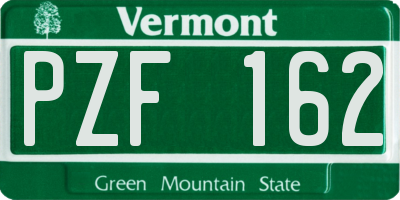 VT license plate PZF162