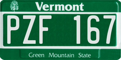 VT license plate PZF167
