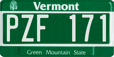 VT license plate PZF171