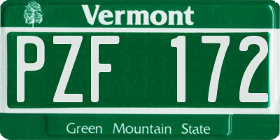 VT license plate PZF172
