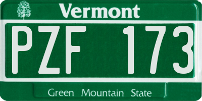 VT license plate PZF173