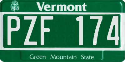 VT license plate PZF174