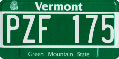 VT license plate PZF175