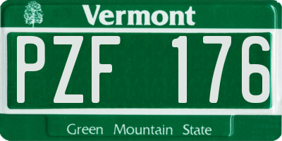 VT license plate PZF176