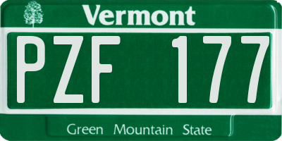 VT license plate PZF177