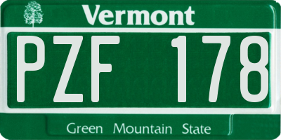 VT license plate PZF178