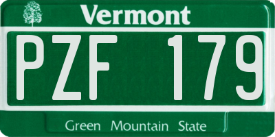 VT license plate PZF179